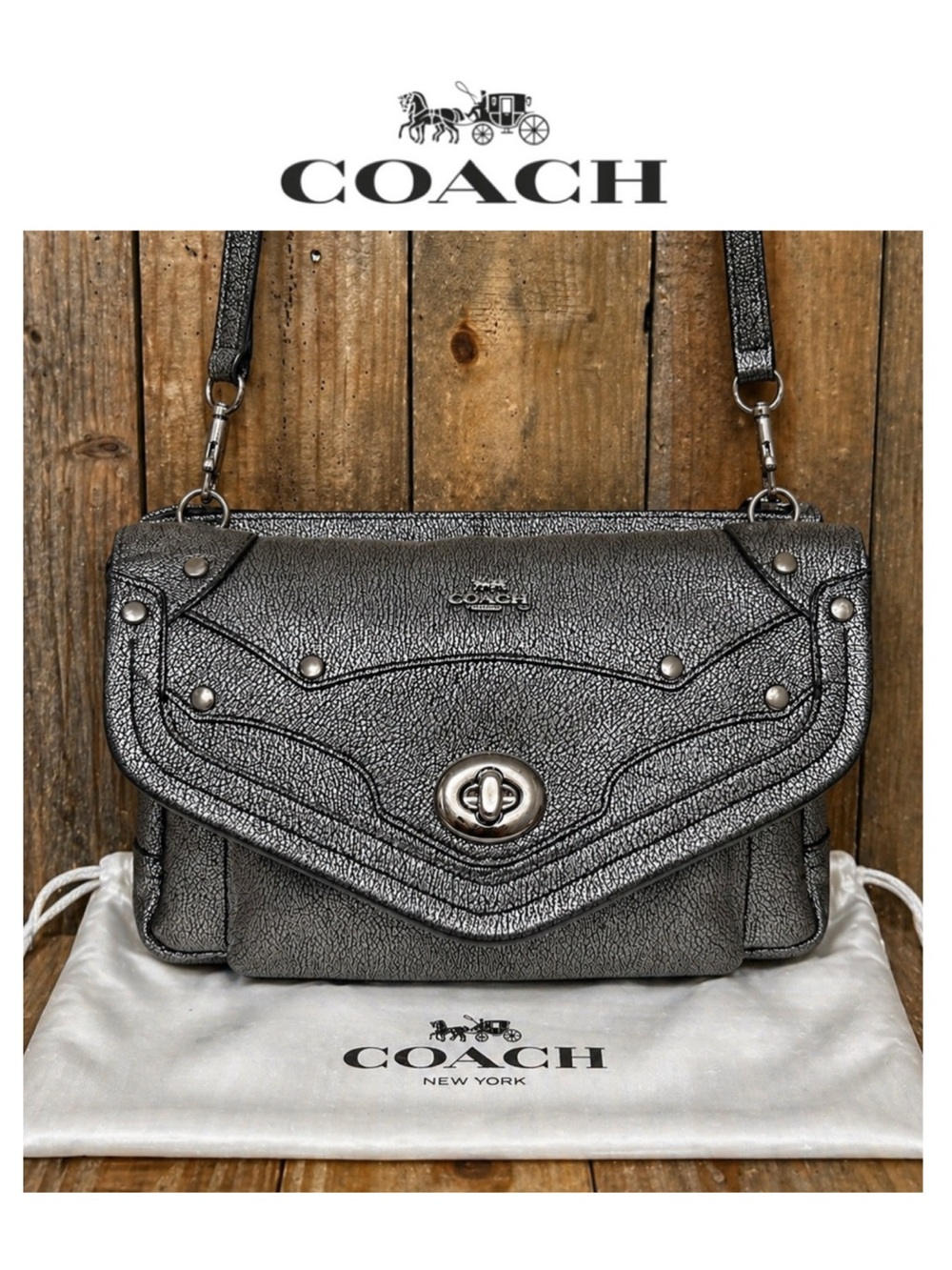 COACH Rhyder Leather Crossbody Bag (36134) with Free Dust Bag.